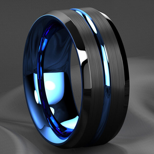 Anillo De Acero Inoxidable Para Hombre De 8 Mm Con Ranura De Colores Del Arco Iris, Anillo De Boda Oscuro Cepillado - Image 9