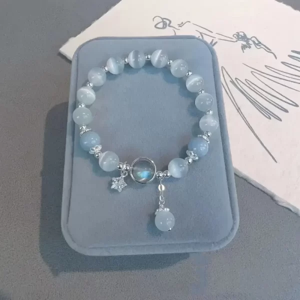 Pulsera de piedra de ojo de gato de vidrio elegante - Image 4