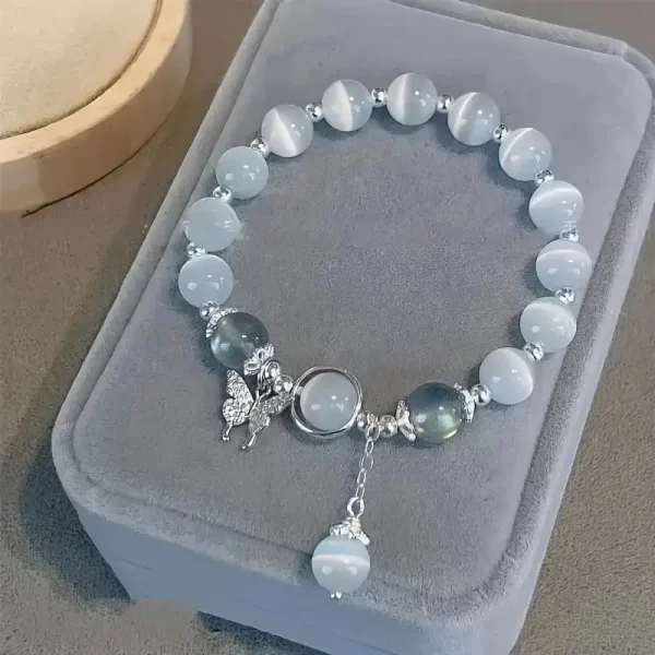 Pulsera de piedra de ojo de gato de vidrio elegante - Image 3