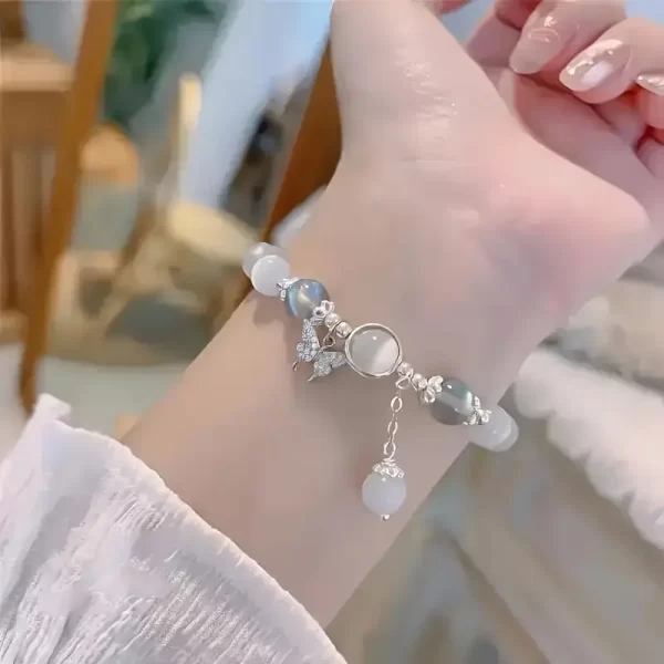 Pulsera de piedra de ojo de gato de vidrio elegante