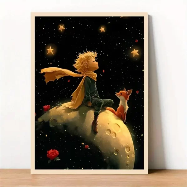 Arte de pared sin marco de el principito y el zorro