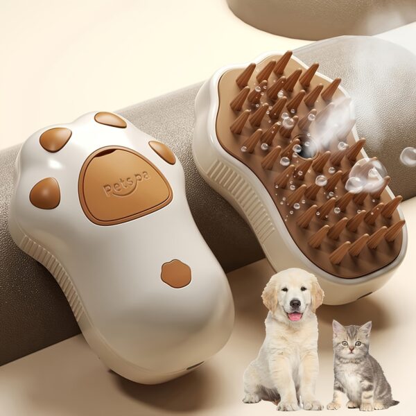 Cepillo de Aseo Eléctrico para Mascotas 3 en 1 - Recargable por USB, eliminación Suave del Pelaje y Masaje, Cepillo de Vapor - Image 4