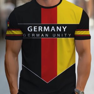 Camiseta de Hombre con Estampado Gráfico en 3D de Letras - Tejido Ligero y Transpirable, Ajuste Regular para Uso Diario con Diseño en Contraste y Amarillo, Lavable a Máquina para Todas las Estaciones, Ropa para Aficionados al Deporte | Diseño de Contraste Audaz | Insignia Vestible